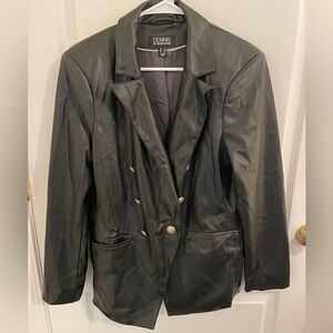 Dennis Basso Faux Leather Blazer Black Sz 12